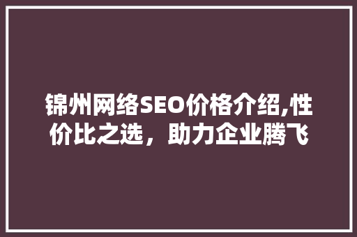 锦州网络SEO价格介绍,性价比之选，助力企业腾飞
