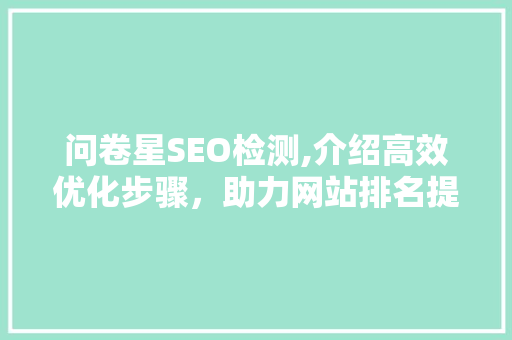 问卷星SEO检测,介绍高效优化步骤，助力网站排名提升 百度SEO