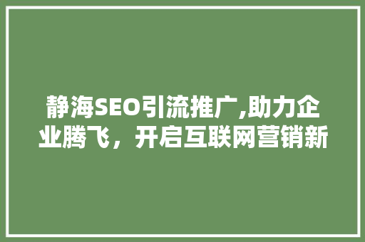 静海SEO引流推广,助力企业腾飞，开启互联网营销新篇章 搜狗SEO