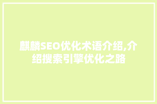 麒麟SEO优化术语介绍,介绍搜索引擎优化之路