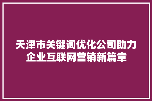 天津市关键词优化公司助力企业互联网营销新篇章 GoogleSEO