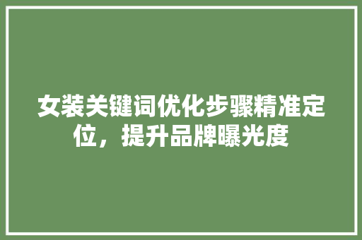 女装关键词优化步骤精准定位，提升品牌曝光度