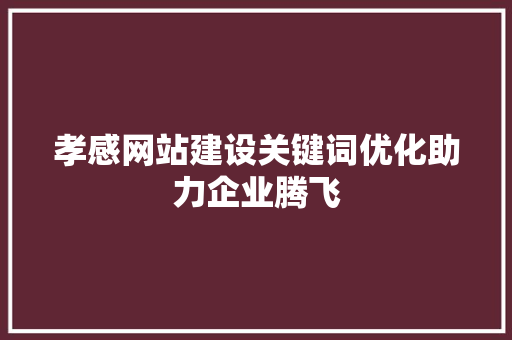 孝感网站建设关键词优化助力企业腾飞