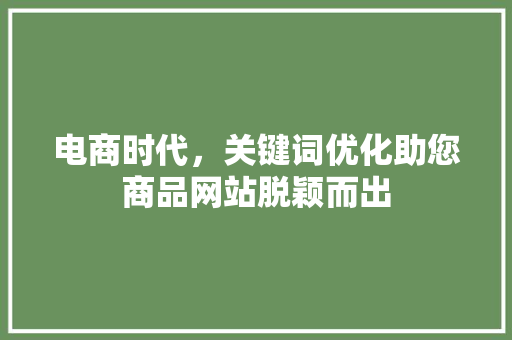 电商时代，关键词优化助您商品网站脱颖而出