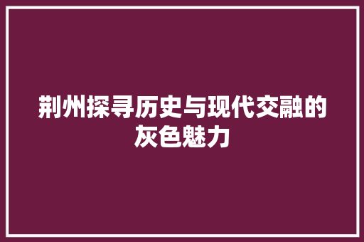 荆州探寻历史与现代交融的灰色魅力