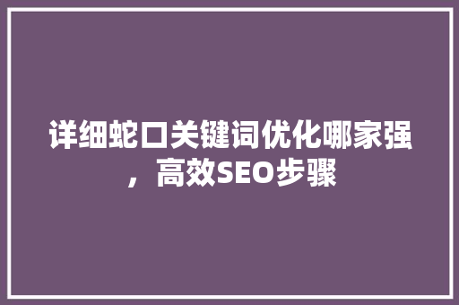 详细蛇口关键词优化哪家强，高效SEO步骤 GoogleSEO
