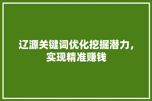 辽源关键词优化挖掘潜力，实现精准赚钱 搜狗SEO