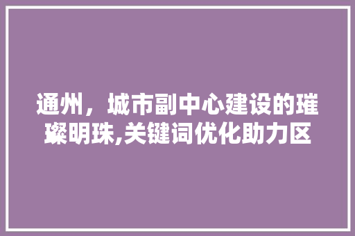 通州，城市副中心建设的璀璨明珠,关键词优化助力区域发展