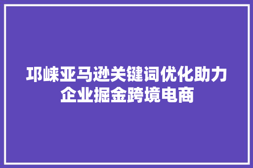邛崃亚马逊关键词优化助力企业掘金跨境电商 百度SEO