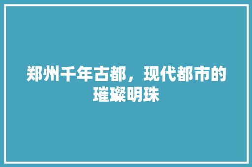 郑州千年古都，现代都市的璀璨明珠 必应SEO