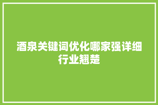 酒泉关键词优化哪家强详细行业翘楚 百度SEO