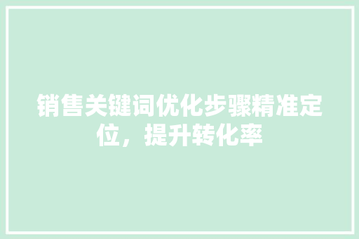 销售关键词优化步骤精准定位，提升转化率 百度SEO