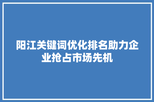 阳江关键词优化排名助力企业抢占市场先机 GoogleSEO