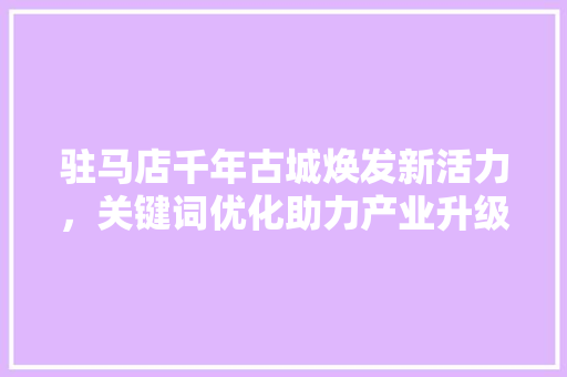 驻马店千年古城焕发新活力，关键词优化助力产业升级