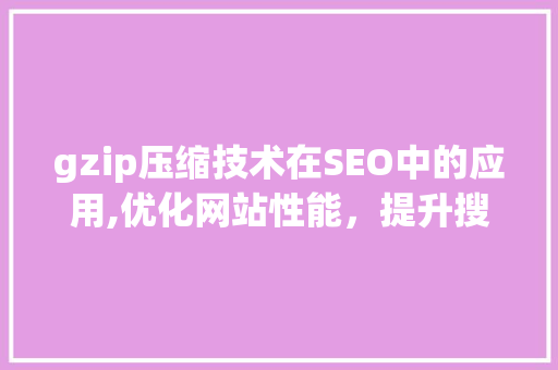 gzip压缩技术在SEO中的应用,优化网站性能，提升搜索引擎排名