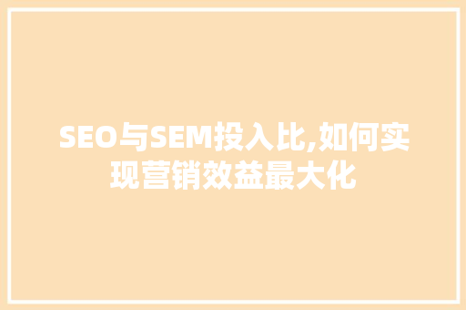 SEO与SEM投入比,如何实现营销效益最大化 GoogleSEO