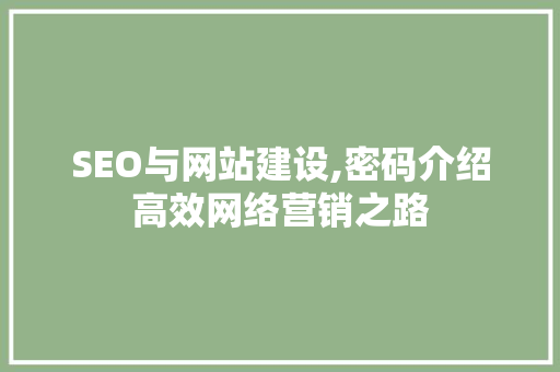 SEO与网站建设,密码介绍高效网络营销之路 神马SEO