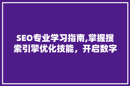 SEO专业学习指南,掌握搜索引擎优化技能，开启数字营销新篇章 神马SEO