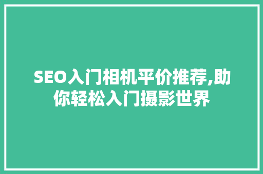 SEO入门相机平价推荐,助你轻松入门摄影世界 GoogleSEO