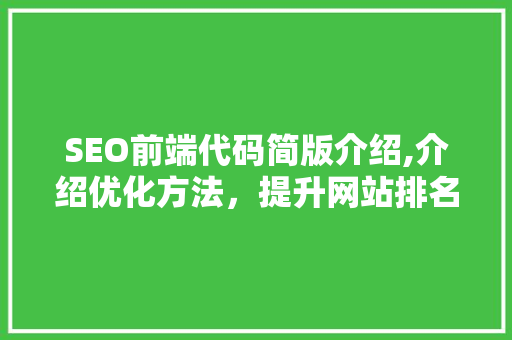 SEO前端代码简版介绍,介绍优化方法，提升网站排名之路 百度SEO