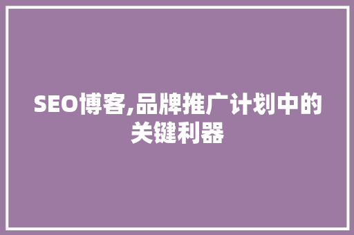 SEO博客,品牌推广计划中的关键利器