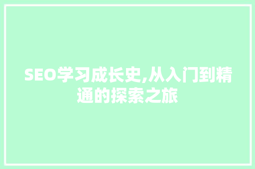 SEO学习成长史,从入门到精通的探索之旅 百度SEO
