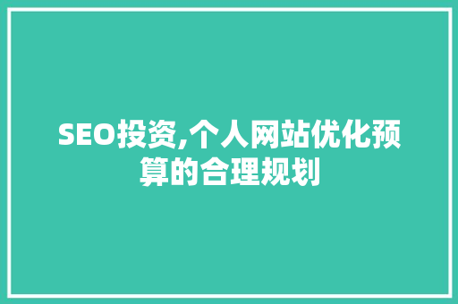 SEO投资,个人网站优化预算的合理规划 GoogleSEO