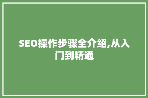 SEO操作步骤全介绍,从入门到精通 GoogleSEO