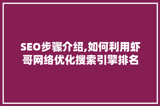 SEO步骤介绍,如何利用虾哥网络优化搜索引擎排名 GoogleSEO