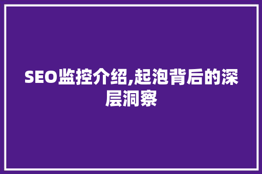 SEO监控介绍,起泡背后的深层洞察 必应SEO
