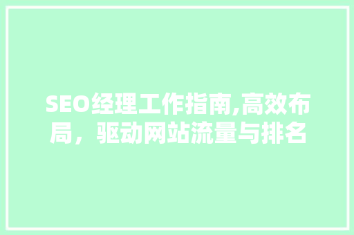 SEO经理工作指南,高效布局，驱动网站流量与排名 必应SEO