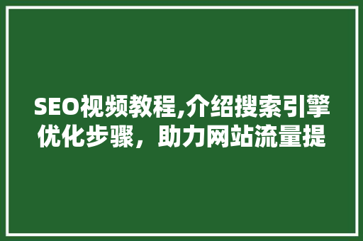 SEO视频教程,介绍搜索引擎优化步骤，助力网站流量提升 百度SEO