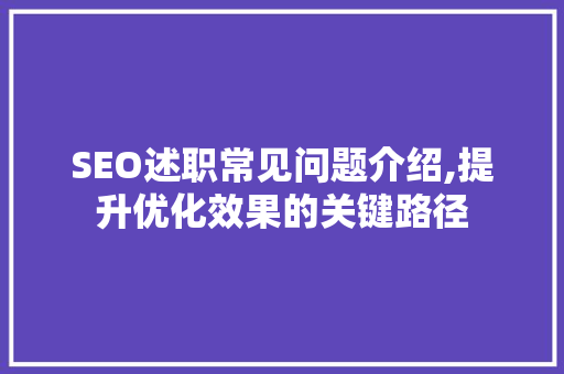 SEO述职常见问题介绍,提升优化效果的关键路径