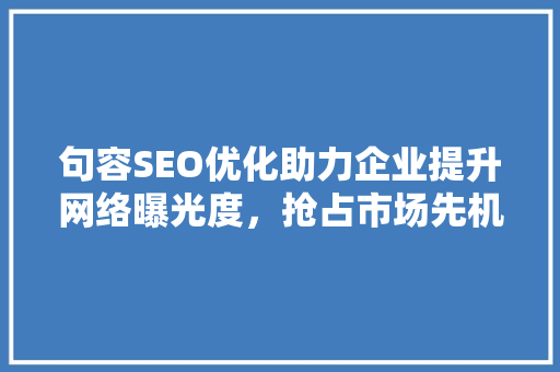 句容SEO优化助力企业提升网络曝光度，抢占市场先机