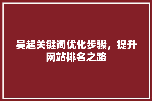 吴起关键词优化步骤，提升网站排名之路 GoogleSEO