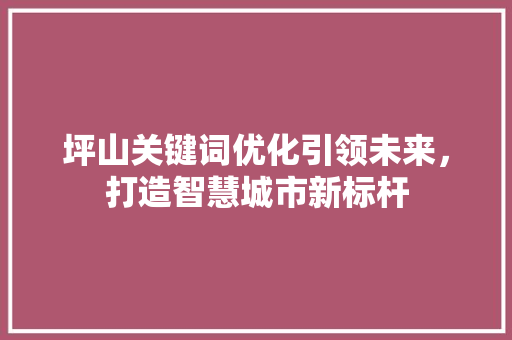 坪山关键词优化引领未来，打造智慧城市新标杆 必应SEO