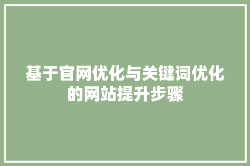 基于官网优化与关键词优化的网站提升步骤 GoogleSEO