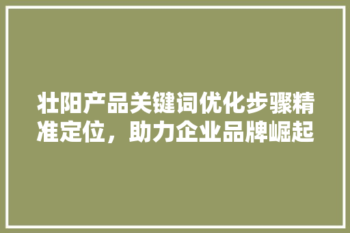壮阳产品关键词优化步骤精准定位，助力企业品牌崛起 神马SEO