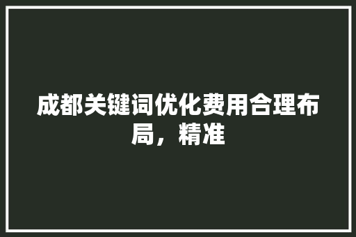 成都关键词优化费用合理布局，精准 百度SEO