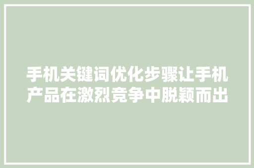 手机关键词优化步骤让手机产品在激烈竞争中脱颖而出 GoogleSEO