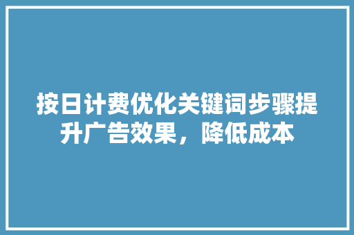 按日计费优化关键词步骤提升广告效果，降低成本 必应SEO