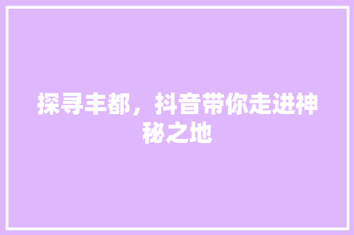 探寻丰都，抖音带你走进神秘之地 神马SEO