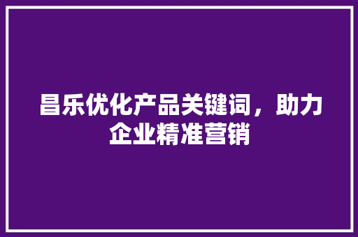 昌乐优化产品关键词，助力企业精准营销 必应SEO