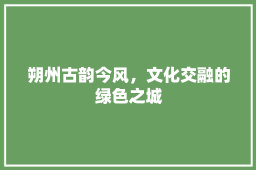朔州古韵今风，文化交融的绿色之城 神马SEO