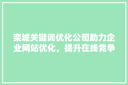 栾城关键词优化公司助力企业网站优化，提升在线竞争力 必应SEO