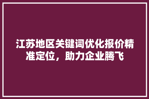 江苏地区关键词优化报价精准定位，助力企业腾飞 GoogleSEO