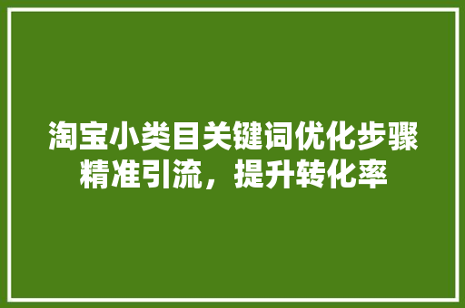 淘宝小类目关键词优化步骤精准引流，提升转化率 GoogleSEO