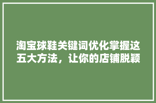 淘宝球鞋关键词优化掌握这五大方法，让你的店铺脱颖而出 搜狗SEO