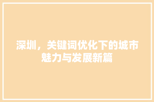 深圳，关键词优化下的城市魅力与发展新篇 百度SEO