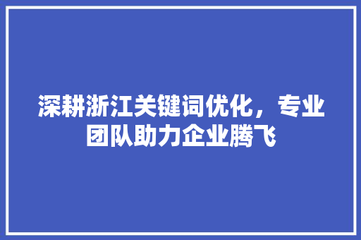 深耕浙江关键词优化，专业团队助力企业腾飞 神马SEO